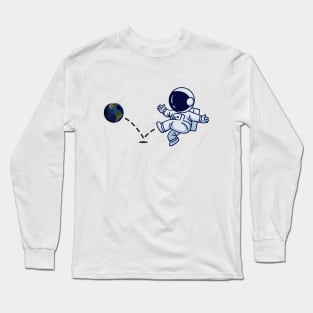 Astronaut plays Soccer with the Earth Long Sleeve T-Shirt